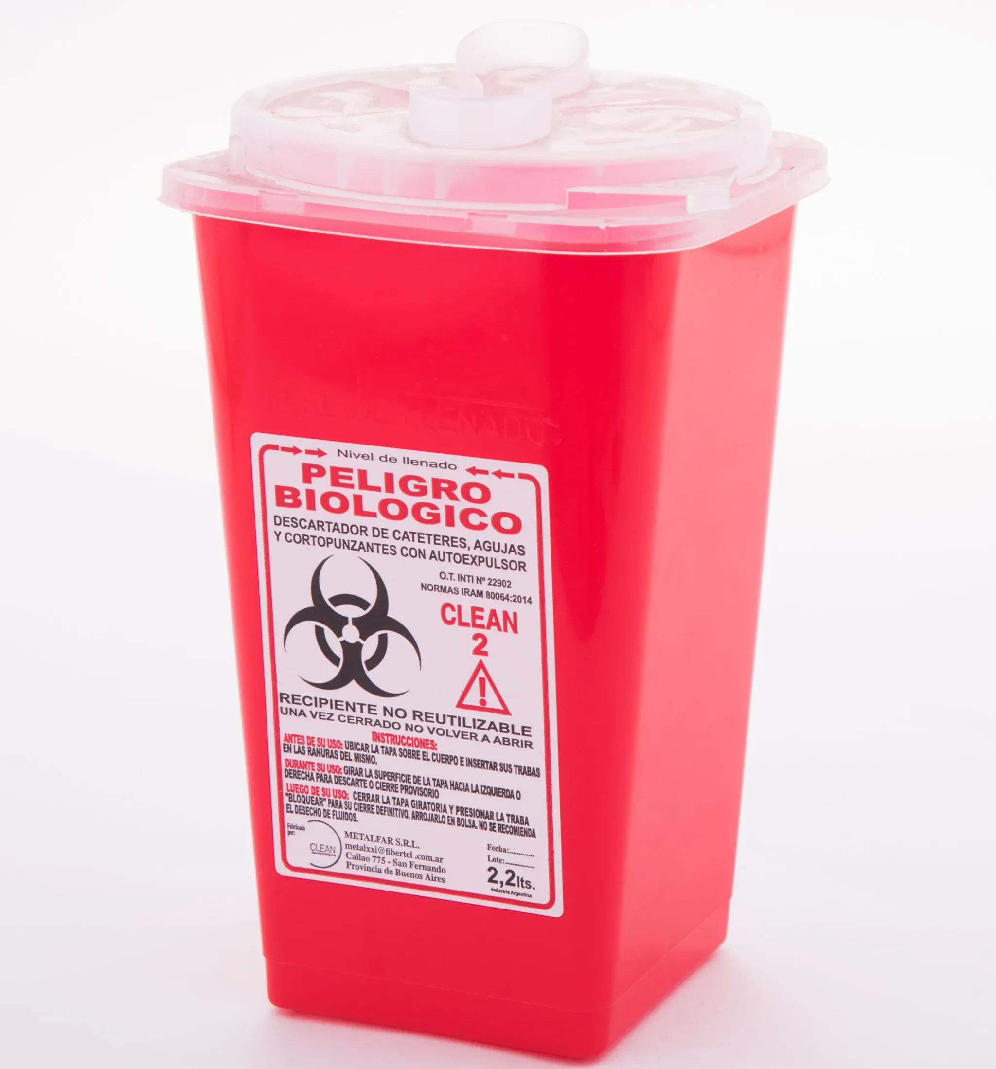 DESCARTADOR PLASTICO ROJO 2 LT | CLEAN |