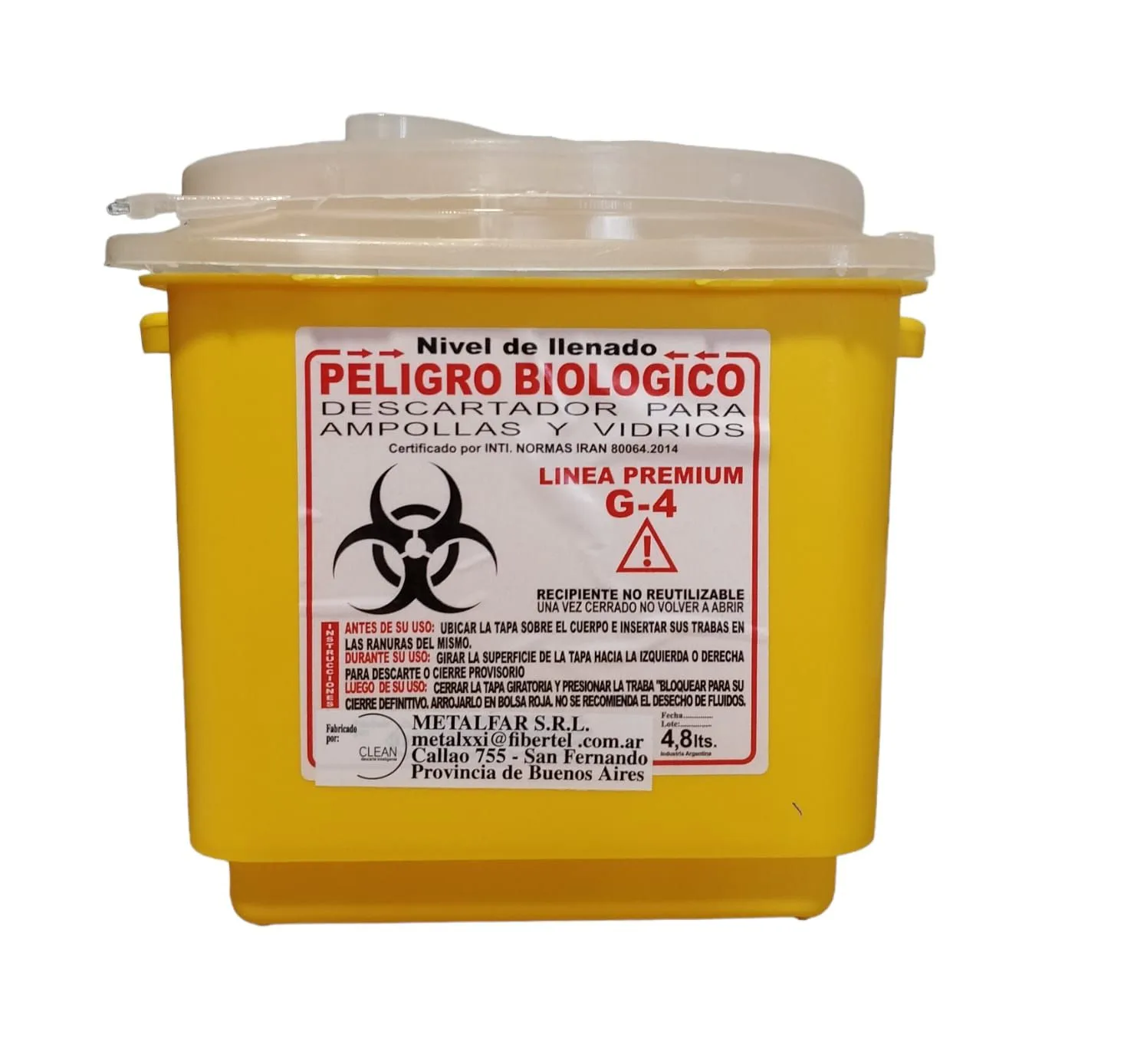 DESCARTADOR PLASTICO AMARILLO 4.8L | CLEAN |