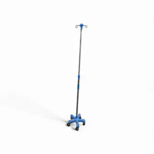 PIE DE SUERO REGULABLE RODANTE ACERO 4 GANCHOS BASE PLASTICA